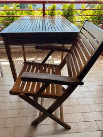 Tavolo legnoo giardino e 4 sedie Re garden