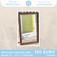 SPECCHIO CON CORNICE IN LEGNO E DECORO ORO