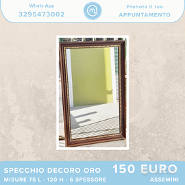 SPECCHIO CON CORNICE IN LEGNO E DECORO ORO