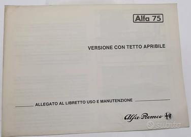 Allegati libretto uso  Alfa 75 turbo v6 tettino