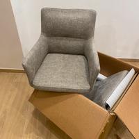 Coppia poltrone imbottite in lino colore roccia