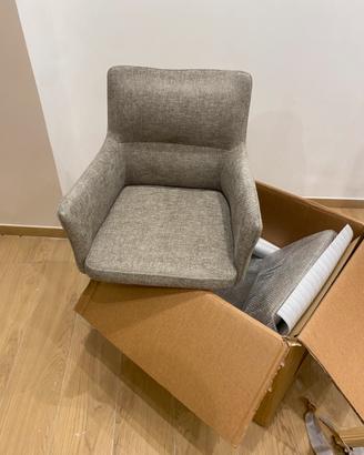 Coppia poltrone imbottite in lino colore roccia