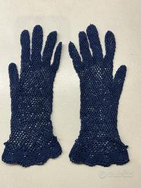 Guanti Vintage Uncinetto Blu-Artigianali Anni40/50