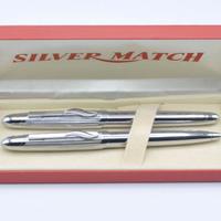 set di penne Silver Match stilo e sfera in acciaio