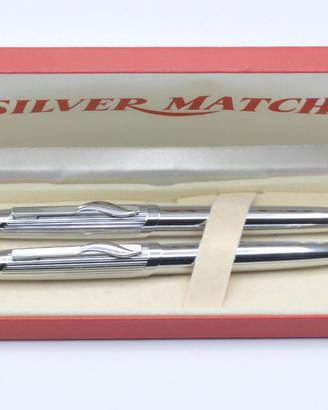 set di penne Silver Match stilo e sfera in acciaio