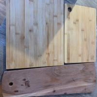 Set di 3 taglieri da cucina in legno e bambù