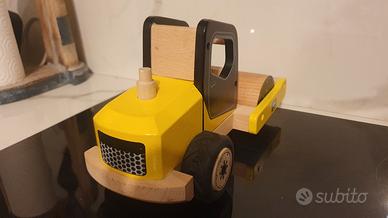 Macchina schiacciasassi giocattolo in legno