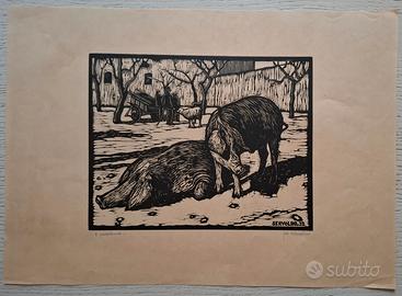 Xilografia Luigi Servolini 1932 "I predestinati"