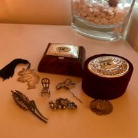 Soprammobili argento e cristallo, cornice scatola