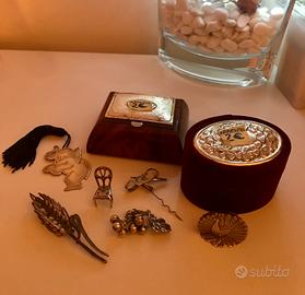 Soprammobili argento e cristallo, cornice scatola