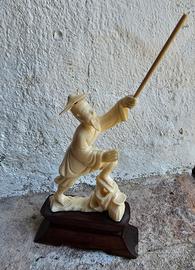 Antica statuina cinese di pescatore 10 cm
