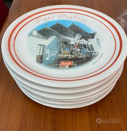 6 piatti in porcellana per pizza + omaggio