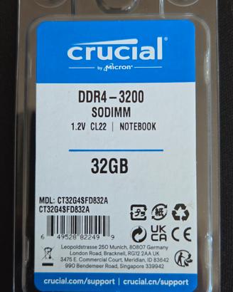 Ram Ddr4-3200 32GB nuova