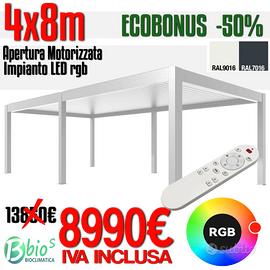 Pergola bioclimatica 8x4 lamelle orientabili 2025