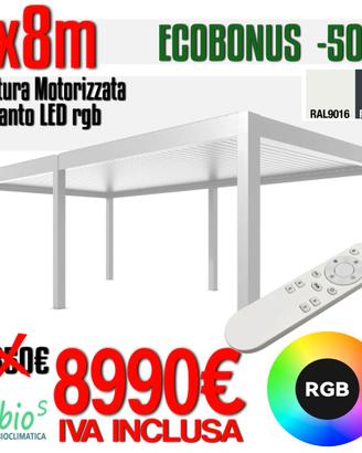 Pergola bioclimatica 8x4 lamelle orientabili 2025