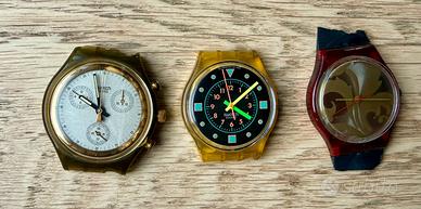 Lotto 3 orologi Swatch anni 80/90 senza cinturino