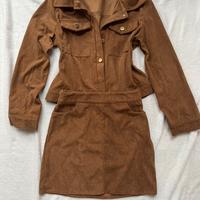 Set Coordinato in Velluto a Coste Marrone Tabacco