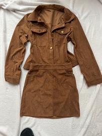 Set Coordinato in Velluto a Coste Marrone Tabacco