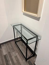 Consolle ingresso moderna in vetro e metallo nero