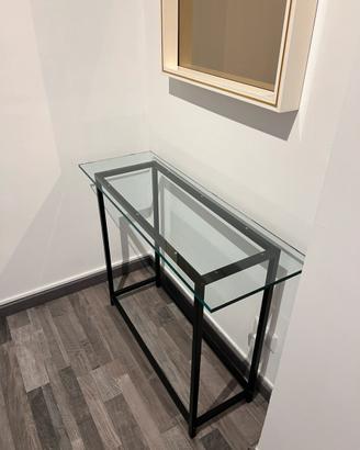 Consolle ingresso moderna in vetro e metallo nero