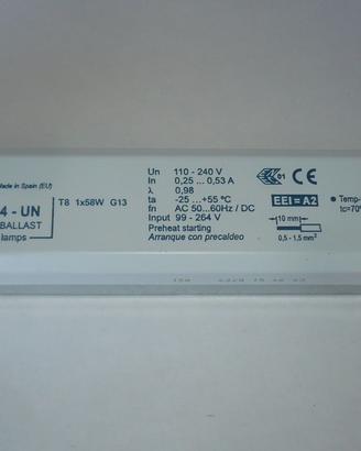 Reattore elettronico per neon singolo da 58 Watt