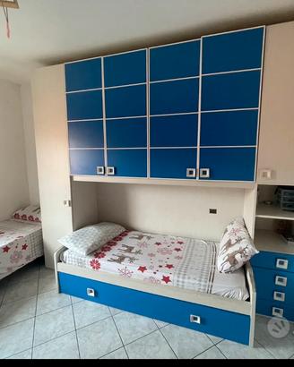 Cameretta completa con 2 letti e armadi Blue space