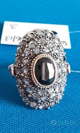 Antico anello in oro diamanti e zaffiro naturale