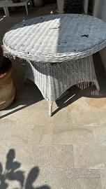 Tavolo di Rattan bianco tondo 90x90