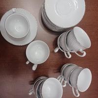 Servizio 12 tazzine piattino porcellana platino