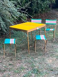Set Campeggio Vintage Anni 70 tavolo e 4 Sedie
