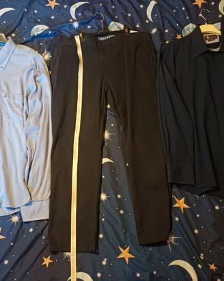 Lotto Pantalone Blu T. 56 + 2 Camicie Manica Lunga