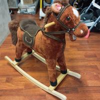 Cavallo peluche e legno A Dondolo con nitrito