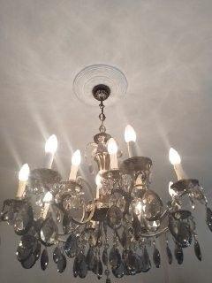 LAMPADARIO GOCCE DI CRISTALLO FUME IN ARGENTO