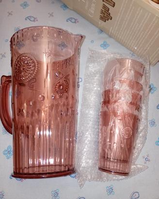 Brocca + 6 bicchieri plastica dura
