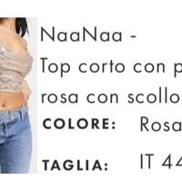 top corto rosa oro paillettes taglia 44 scollo naa