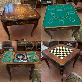 Tavolo da gioco multifunzionale in legno vintage