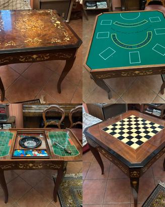 Tavolo da gioco multifunzionale in legno vintage
