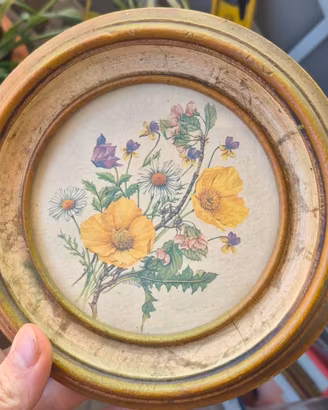 Quadretto tondo con fiori di campo