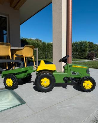 Trattore bambino jogn deere con rimorchio verde