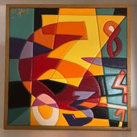 Ugo Nespolo  Acrilico su legno intarsiato