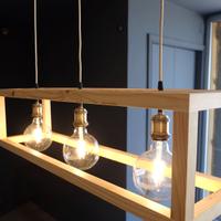 Cubolight sospensione 3 luci illuminazione legno