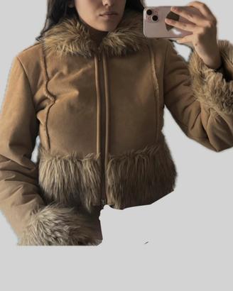 Giacca in suade con pelliccia interna y2k