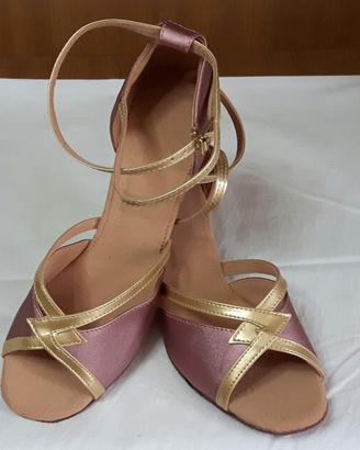Scarpe donna da ballo n. 38 nuove color rosa oro