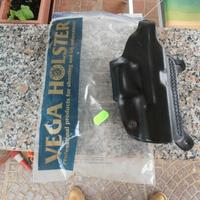 Radar shoulder & belt black leather holster