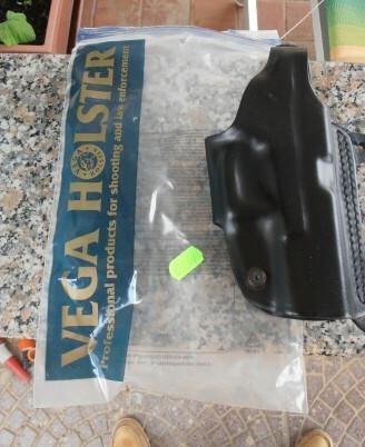 Radar shoulder & belt black leather holster