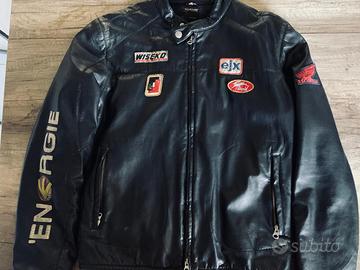 Giacca energie in pelle racing biker anni 90