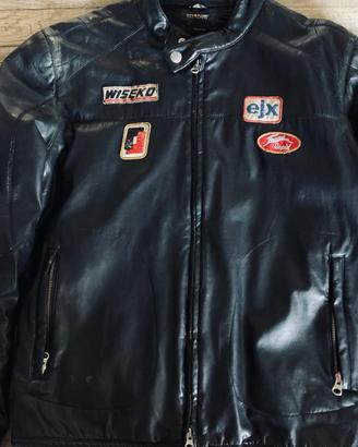 Giacca energie in pelle racing biker anni 90