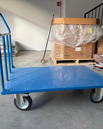2X Carrello da magazzino con sponda e pianale