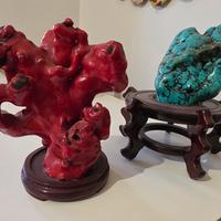 pezzi corallo rosso e turchese