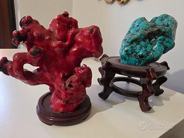 pezzi corallo rosso e turchese